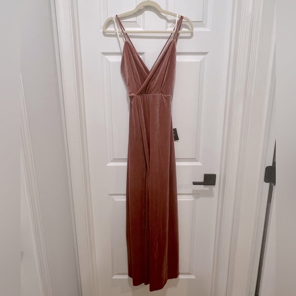 Lulus mauve velvet faux-wrap maxi dress - Picture 2 of 6